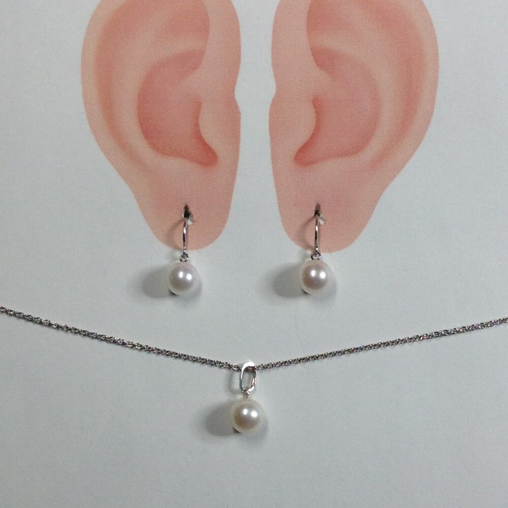 Honora White Round Cultured Pearl Earrings and Pendant